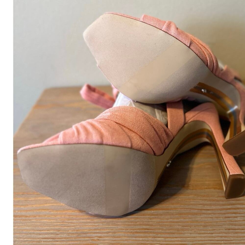 Sam Edelman Sandals Women's 9 Lenora Canyon Clay Linen Lenora Ankle Tie Shoes - Picture 8 of 11